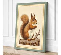 Red Squirrel Portrait Boho Canvas Wall Art Print 24x16 Inch (61 x 41 cm)