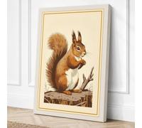 Red Squirrel Portrait Boho Canvas Wall Art Print 30x20 Inch (76 x 51 cm)