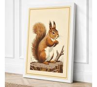 Red Squirrel Portrait Boho Canvas Wall Art Print 36x24 Inch (91 x 61 cm)