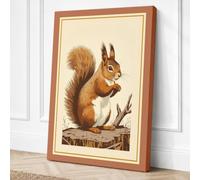 Red Squirrel Portrait Boho Canvas Wall Art Print 36x24 Inch (91 x 61 cm)