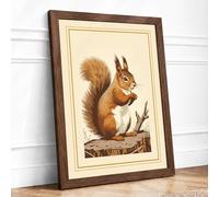 Red Squirrel Portrait Boho Framed Wall Art Print A2 (59.4×42cm) Walnut, Wall Decor for Living Room, Bedroom, Office & Home, Ready to Hang, Art Gift