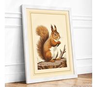 Red Squirrel Portrait Boho Framed Wall Art Print A4 White Frame