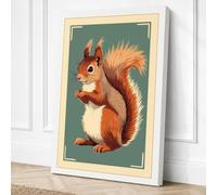 Red Squirrel Portrait Rustic Canvas Wall Art Print 24x16 Inch (61 x 41 cm)