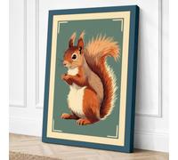 Red Squirrel Portrait Rustic Canvas Wall Art Print 24x16 Inch (61 x 41 cm)