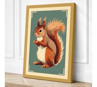 Red Squirrel Portrait Rustic Canvas Wall Art Print 36x24 Inch (91 x 61 cm)
