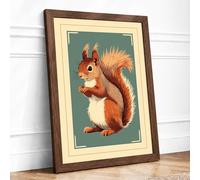 Red Squirrel Portrait Rustic Framed Wall Art Print A4 (29.7×21cm) Walnut, Wall Decor for Living Room, Bedroom, Office & Home, Ready to Hang, Art Gift