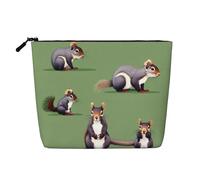 Red Squirrel Print Fake Hemp Makeup Bag,Makeup Bag,Travel Bag Pouch,Toiletry Bag with Zipper