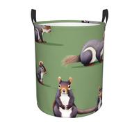 Red Squirrel Print Large Round Laundry Hamper Bedroom Bathroom Living Room Foldable Storage Organizer