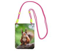 Red Squirrel Print Small Crossbody Bags For Women Trendy, Phone Purse With Adjustable Strap,For Hiking Travel, Fuchusia, One Size