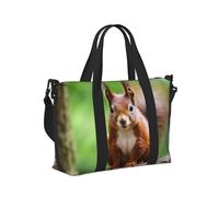 Red Squirrel Print Travel Hand Bag Foldable Weekend Getaways Gym Sports Trip Daily Use Camping Tote