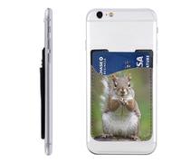 Red Squirrel Printed Phone Card Holder Wallet Sleeve PU Leather Phone Pocket Compatible with iPhone Samsung Galaxy