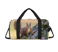 Red Squirrel Sport Duffel Bag with Shoes Compartment Cute Squirrel Overnight Weekender Bags Travel Gym Luggage Organizer for Women Men Kids Girls Boys