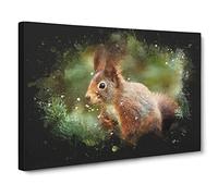 Red Squirrel Vol.2 Paint Splash Modern Art Canvas Wall Art Print Ready to Hang, Framed Picture for Living Room Bedroom Home Office Décor, 24x16 Inch (60x40 cm)