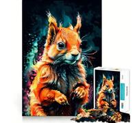Red Squirrel Watercolor Art 1000 Piece Jigsaw Puzzles for Adults Jigsaw Recall Boost Mental Relax Smooth Cut Birthday Gift (38x52cm)