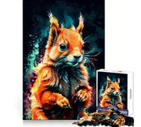 Red Squirrel Watercolor Art 1000 Piece Jigsaw Puzzles for Adults Jigsaw Recall Boost Mental Relax Smooth Cut Birthday Gift (38x52cm)