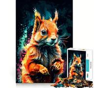 Red Squirrel Watercolor Art Jigsaw Puzzle 1000 Piece for Adults Intellect Toy Soothing Fun Precise Cut (50x75cm)