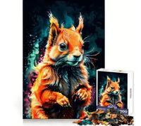 Red Squirrel Watercolor Art Jigsaw Puzzle 1000 Piece for Adults Intellect Toy Soothing Fun Precise Cut (50x75cm)