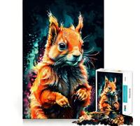 Red Squirrel Watercolor Art Jigsaw Puzzles 1000 Pieces for Teenagers Logic Train Toy Leisure Fun Smooth Cut (38x26cm)