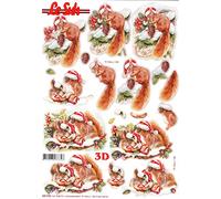 Red Squirrels Christmas Die Cut 3D Decoupage Sheet from Le Suh - NO Cutting