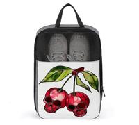 Red Stained Glass Cherries with Skull Faces Shoe Bag for Travel Daily Use Anti-dust Storage Carrier Golf Shoe Pouch