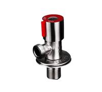 (Red) Stainless Steel Brushed Hot & Cold Water Triangle Valve G1/2 Thread Angle Valves w/ Rotatable Switch for Toilet Sink Heater