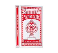 Red Standard Playing Cards Deck - Plastic Coated Poker Cards, Full 52 Cards + 2 Jokers, Smooth Finish Durable Cards for Casino Games, Family Game Night, Travel & Card Games Use