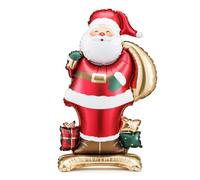 Red Standing Santa Foil Balloon - Christmas Party Decoration, Holiday Decor, Santa Claus Balloon for Festive Celebrations