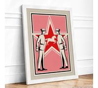 Red Star Authority Retro Framed Wall Art Print A2 (59.4×42cm) White, Wall Decor for Living Room, Bedroom, Office & Home, Ready to Hang, Art Gift