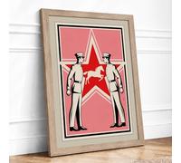Red Star Authority Retro Framed Wall Art Print A4 (29.7×21cm) Oak, Wall Decor for Living Room, Bedroom, Office & Home, Ready to Hang, Art Gift