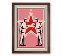 Red Star Authority Retro Framed Wall Art Print A4 (29.7×21cm) Walnut, Wall Decor for Living Room, Bedroom, Office & Home, Ready to Hang, Art Gift
