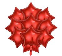 Red Star Foil Balloons for Birthday Party Decorations - Set of 10 PCS 18 Inch Metallic Five-Pointed Helium Compatible Balloons for Valentines Engagement Graduation Wedding Celebrations