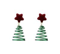 Red Star Green Xmas Tree Dangle Earrings for Women Cute Charms Velvet Stud Wreath Twisted Drop Dangling Hypoallergenic Christmas Festival Ornament Decor Jewelry for Friends Families