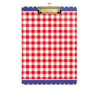 Red Star Plaid Borders Plastic Storage Box For Girls Acrylic Cute For Trainers Medical Grade Size 9x12