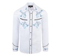 Red Star Rodeo Mens Cowboy Line Dancing Western Flower Shirt White M