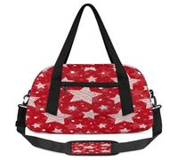 Red Stars Kids Overnight Duffle Bags for Girls Boys, Vintage Sars Lightweight Sports Gym Bag for Kids,Small Overnight Weekender Carry on Travel Bags Dance Bag, Red Stars, 18.5L x 7.8W x 9.4H