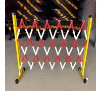 Red Steel Expandable Folding Barrier with Wheels - Portable Crowd Control Fence for Construction Sites, Events, and Traffic Management - Durable Safety Solution