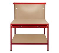 Red Steel Workbench Pegboard Heavy Duty Tool Light Garage Drawer DIY Workshop