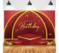 Red Step Box Show Stage Happy Birthday Photo Background Black Balloon Chalkboard Custom Backdrop Cake Table Print Wall Decorations Backdrop Party Background Decor