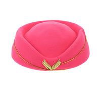 Red Stewardess Pillbox Hat Air Hostess Uniform Wool Felt Hat Air Hostess Stewardess Pilot Hat Cap Carnival Fancy Dress Costume Outfit Accessory