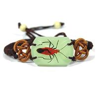 Red Stink Bug Beetle Bracelet - GLOW IN THE DARK Insect Specimen Charm - YL1603