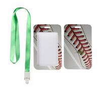 Red Stitching Baseball Card Holder with Green Lanyard, ID Card Badge Holder, Vertical Cards Protector for Nurse, Vertical ID Cards Protector for Office, Nurse Essentials Work Teacher Stuff