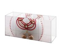 Red Stitching Baseball Pencil Pot Desk Caddy Organiser, 4 Compartments Makeup Pots, Acrylic Make Up Brush Holder, Square Pen Holders Pencil Storage Pots, Pot Brush Holder Stationery Office Stationery