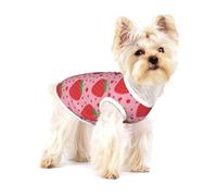 Red Strawberry And Polka Dot,Cotton Sleeveless Pet T-Shirt Soft Stretchy Puppy Breathable Vest,M
