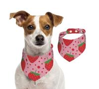 Red Strawberry And Polka Dot,Dog Bandanas Cotton Pet Scarf Adjustable Bibs for Pet,M