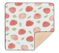 Red Strawberry Cute Baby Tummy time Play mat for Indoor Outdoor One-Piecing Foldable Padded Baby Mat for Babies Infants Toddlers, 50'' x 50''