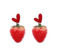 Red Strawberry Earrings Funny Sweet 3D Strawberry Drop Dangle Earring,Resin Simulated Strawberry Earrings Lightweight Acrylic Fruit Jewelry for Women, stud, Resin, No Gemstone