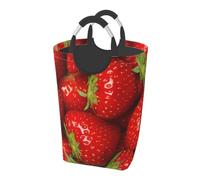 Red Strawberry Fruit, Laundry Hamper, Collapsible Laundry Basket Large Durable Storage Bin with Handles 50L