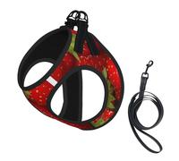 Red Strawberry Fruit,Pet Harness,Adjustable Reflective Dog Harness,Pet Leash Vest,S