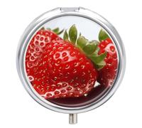Red Strawberry Fruit Pill Box, 3 Compartment Small Pill Case Waterproof Travel Pill Organizer for Pocket Or Purse Portable Mini Medicine Tablet Vitamin Holder Pill Case