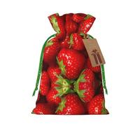 Red Strawberry Fruit Print Drawstring Bags,Snack Bags,Storage Bags For Gift Wrapping,Party Decorations